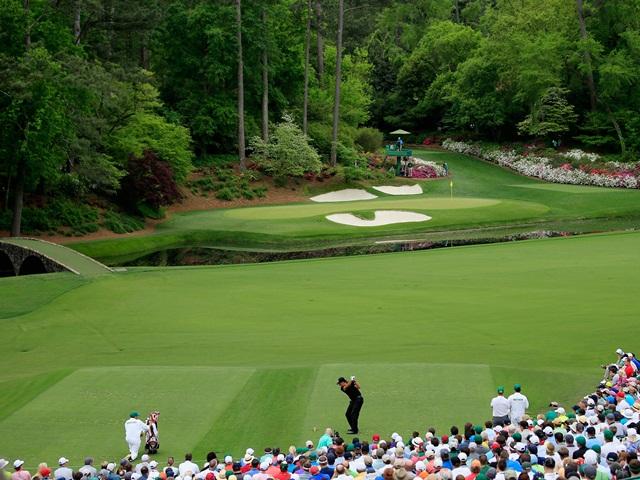 Phil Mickelson playing the iconic 12th at Augusta National in 2015